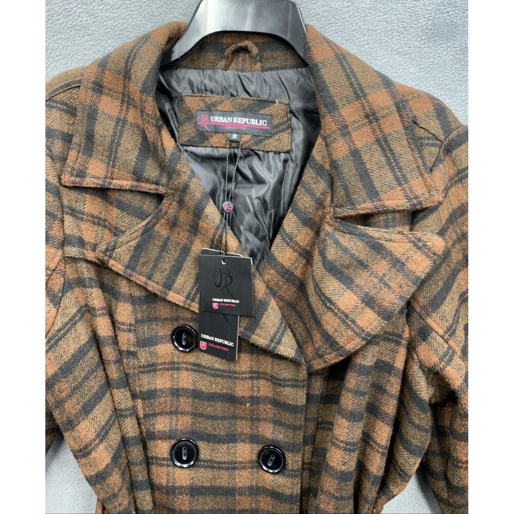 Urban Republic Collection Women's Jacket Plaid Check Belted Brown Size 1X NEW - Picture 10 of 16